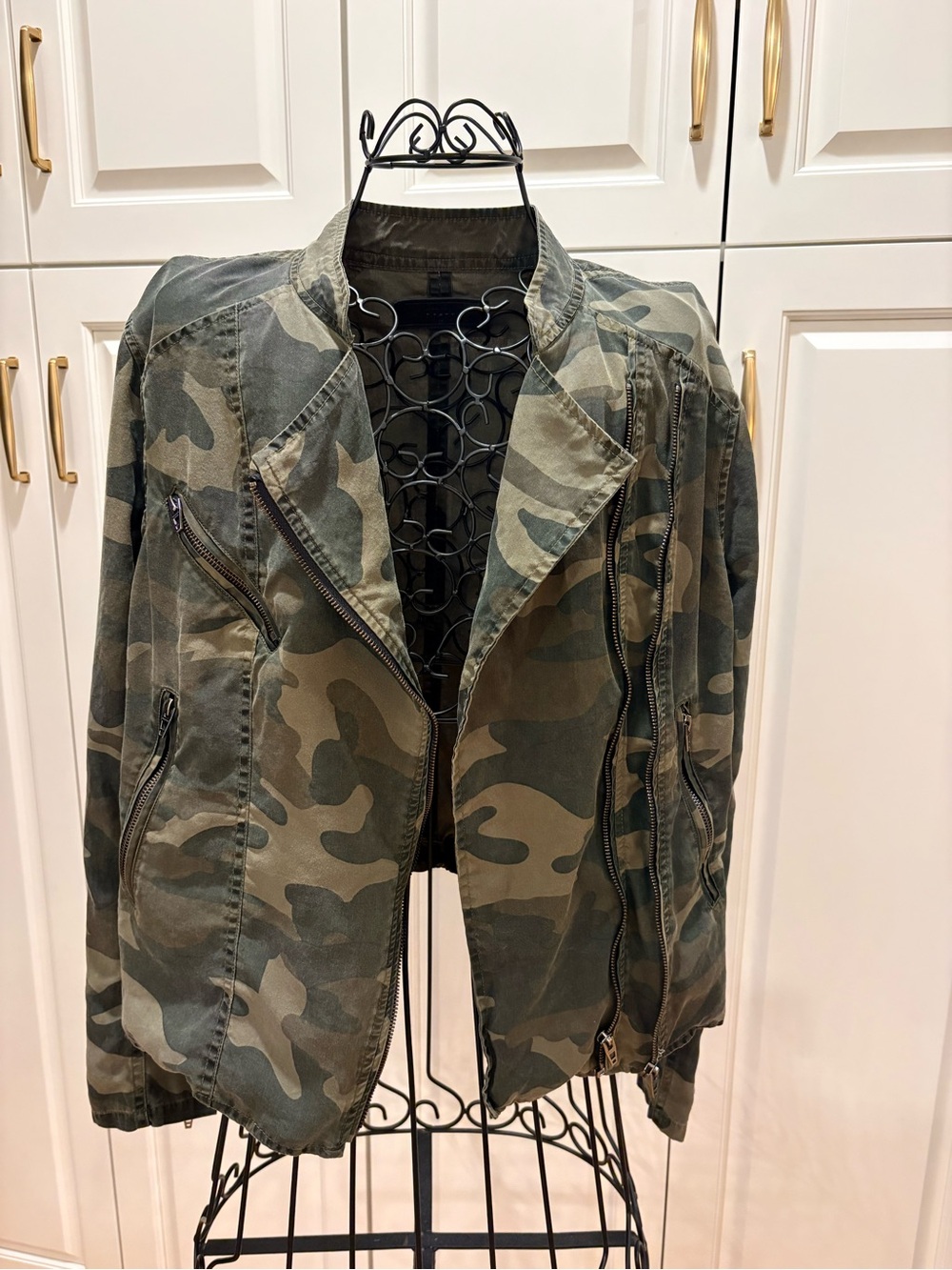 BLANKNYC 'On Duty' Camouflage Cotton Lyocell Asymmetrical Zip Moto Jacket"